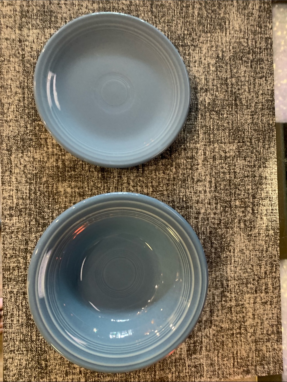 Fiesta Fruit Dessert Bowl & Dessert Plate Periwinkle Retired Color Made USA